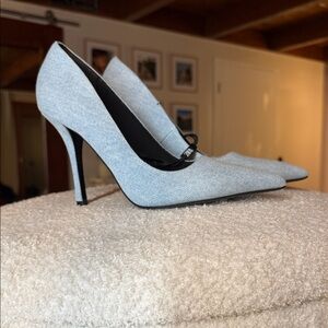 NWT Zara Light Blue Denim Pointed Toe Heels Size 6